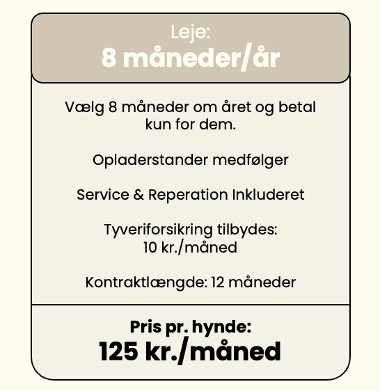Lejepris pr. år ved 8 måneder